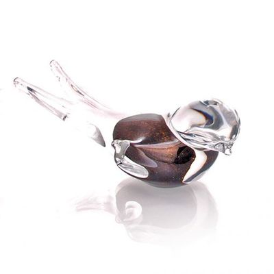 Glass mini urn bird - gold-brown aventurine