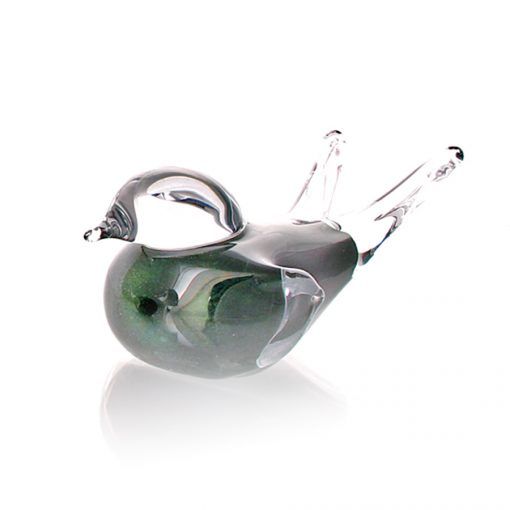 Glass mini urn bird - green aventurine