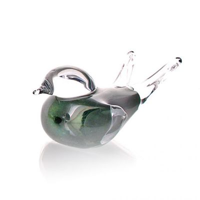 Glass mini urn bird - green aventurine