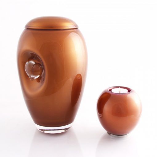 Glass Urn with a Crystal Heart - Rusty