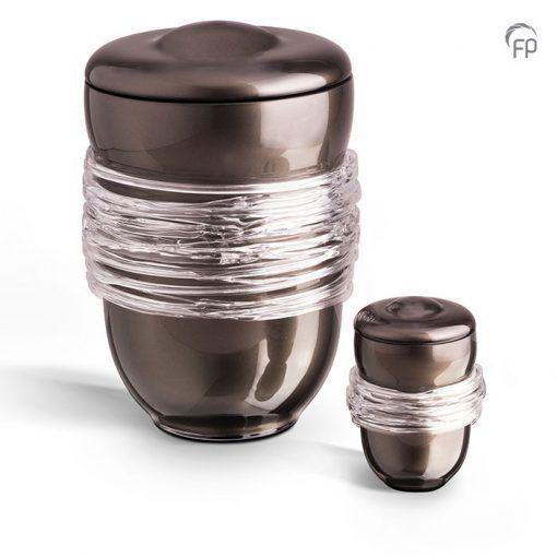 Glass Urn with Glass Rope - granite