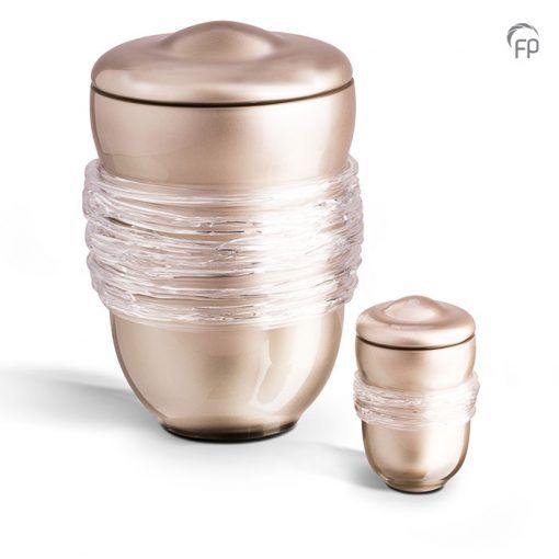 Glass Urn with Glass Rope - cappuccino
