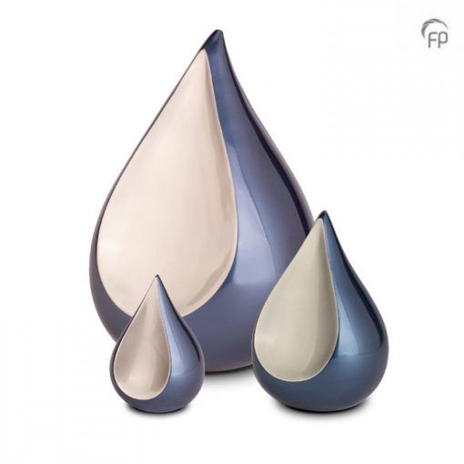 Brass urn TearDrop - Midnight blue &amp; silver
