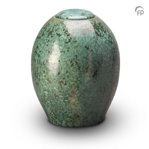 Ceramic outdoor urn emerald green