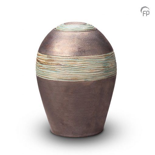 Ceramic outdoor urn - metallic &amp; jade green