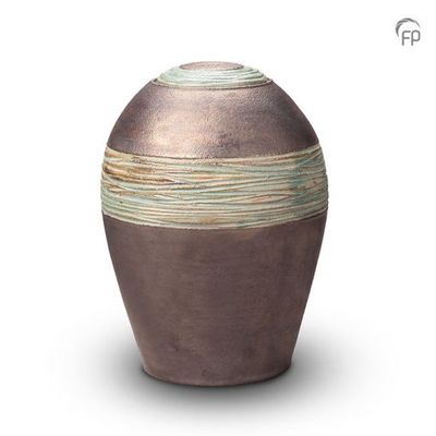 Ceramic outdoor urn - metallic &amp; jade green