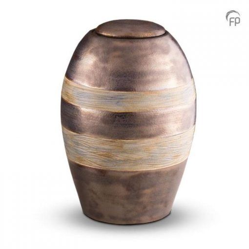 Ceramic outdoor urn - metallic &amp; two stripes