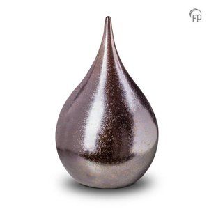 Ceramic outdoor urn metallic teardrop