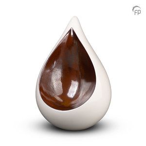 Ceramic urn Celest - simple White &amp; Brown