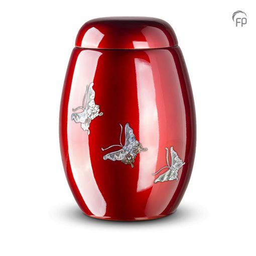 Fibreglass urn Glossy Red -  Butterflies