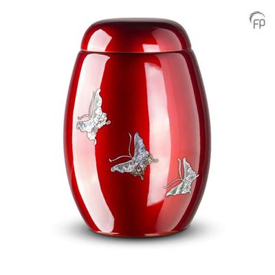 Fibreglass urn Glossy Red -  Butterflies