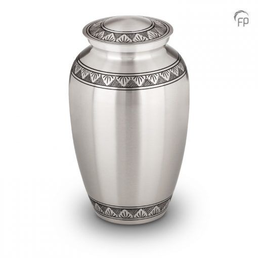 Metal Urn with hand-engraved leaf ornament