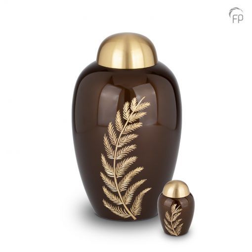 Brown metal urn – Golden Fern