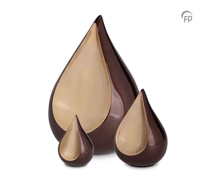 Brass urn TearDrop - Dark brown &amp; gold colour