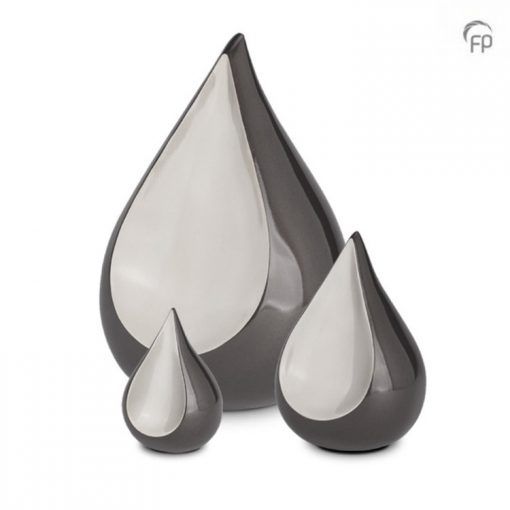 Brass urn TearDrop - Dark &amp; Light Gray
