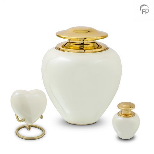 Brass Urn Satori - Pearl White &amp; Gold colour