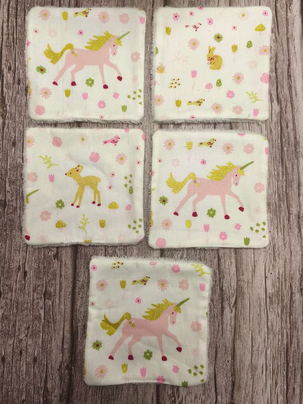 Lingettes lavables licornes