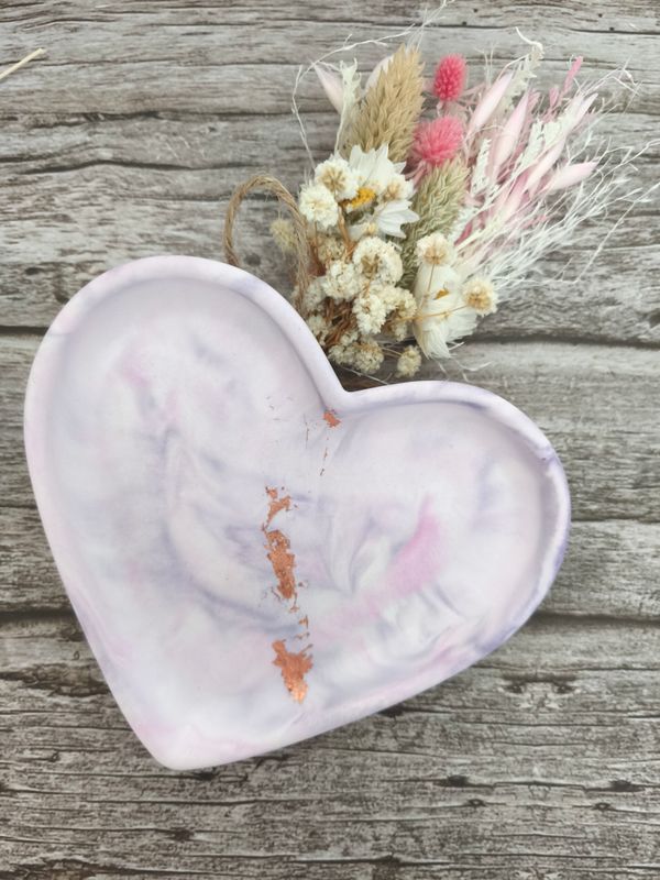 Vide poche cœur- marbré violet
