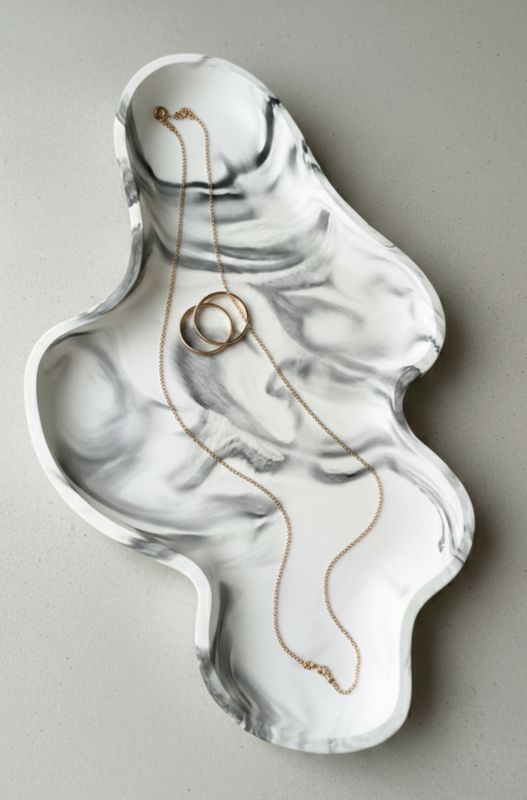 Plateau long marbré noir