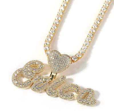 Heart Bail Icy Cursive Necklace