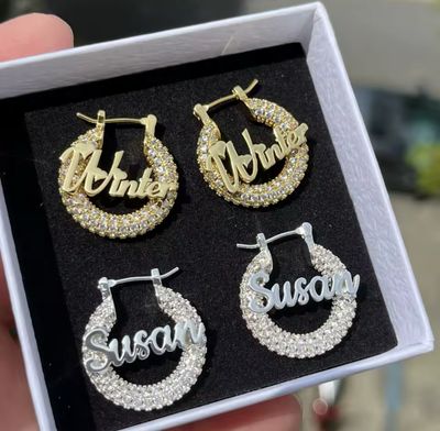 Mini Bling Name Hoops