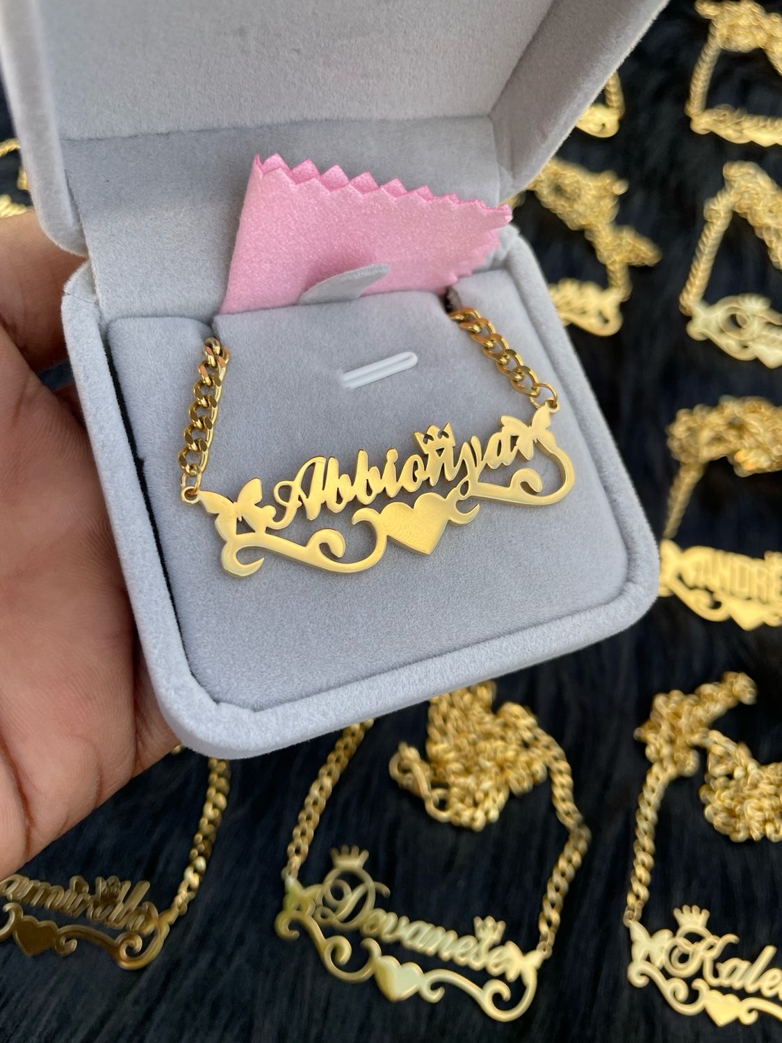 Slant Ribbon Butterfly Necklace