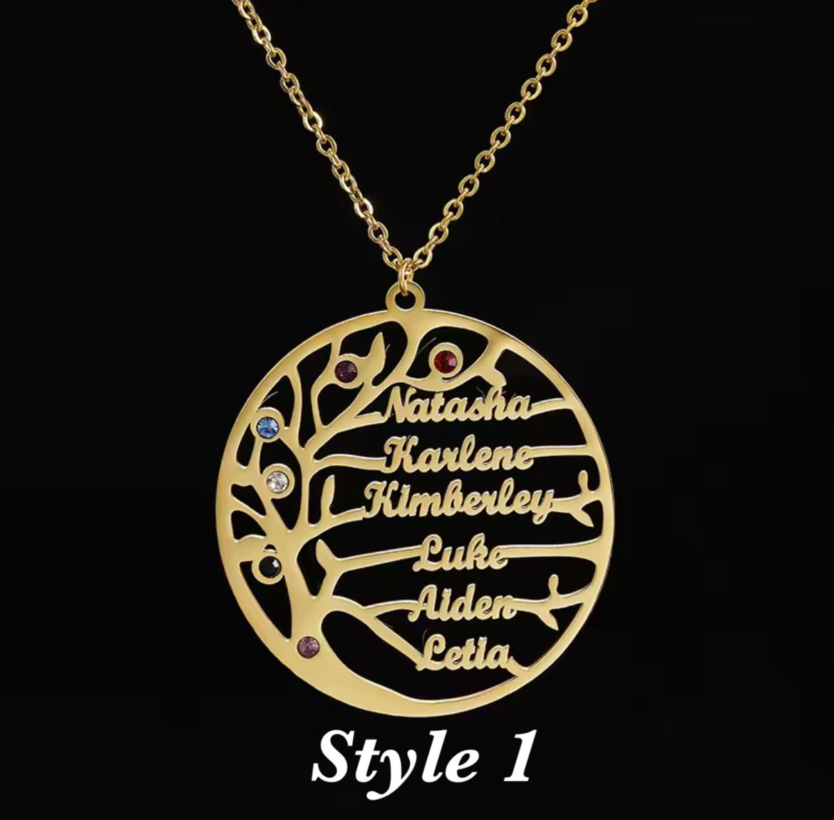 Family Tree Birthstone Necklace