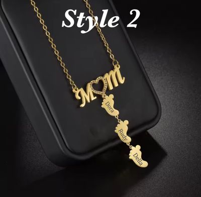 Custom Mom Heart Family Necklace