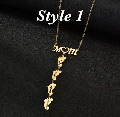 Custom Mom Heart Family Necklace