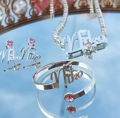 Diamond Birthstone Necklace + Bangle + Knob Earrings