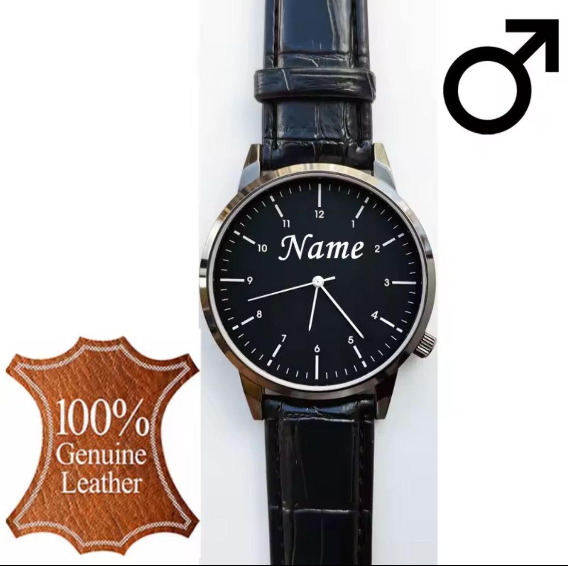 Custom Leather Band Name Watch