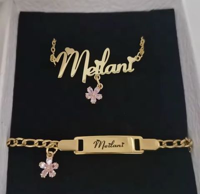Diamond Flower Necklace + Bracelet Set