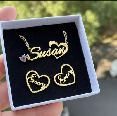 Aurora Heart Personalized Jewelry Set