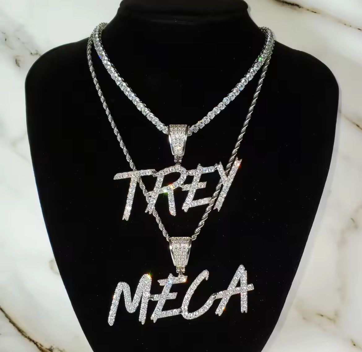 Bling Brush Letters Name Necklace