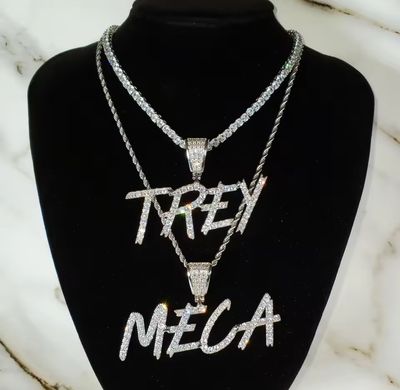 Bling Brush Letters Name Necklace