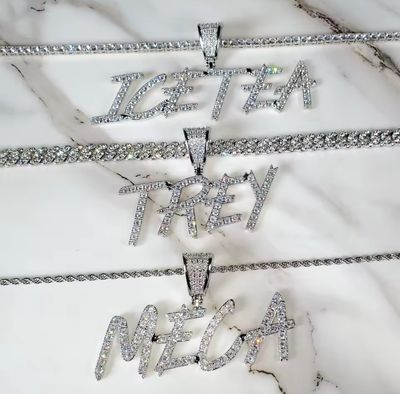 Bling Brush Letters Name Necklace