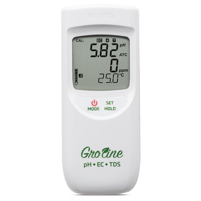 Hanna GroLine Hydroponics Waterproof PH/EC/TDS/Temperature Portable Meter - HI9814