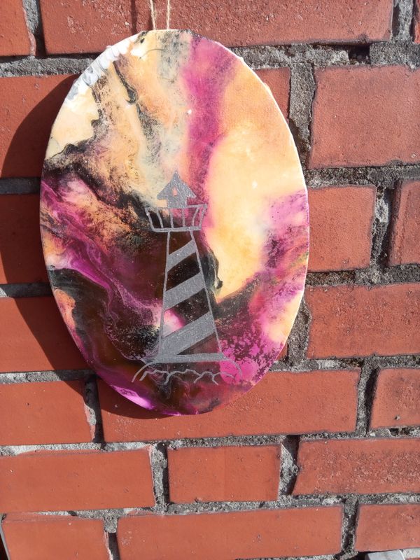 Acryl Pour "Wetterleuchten" Acryl auf Leinwand mit Resin