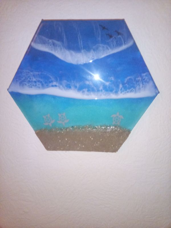 Resin Pour "Ocean" auf Leinwand