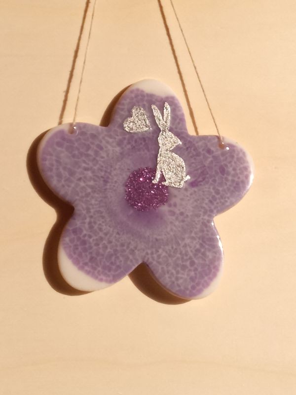 Hängedeko Blume, Blume mit Hase, Herz, Wolke aus Resin