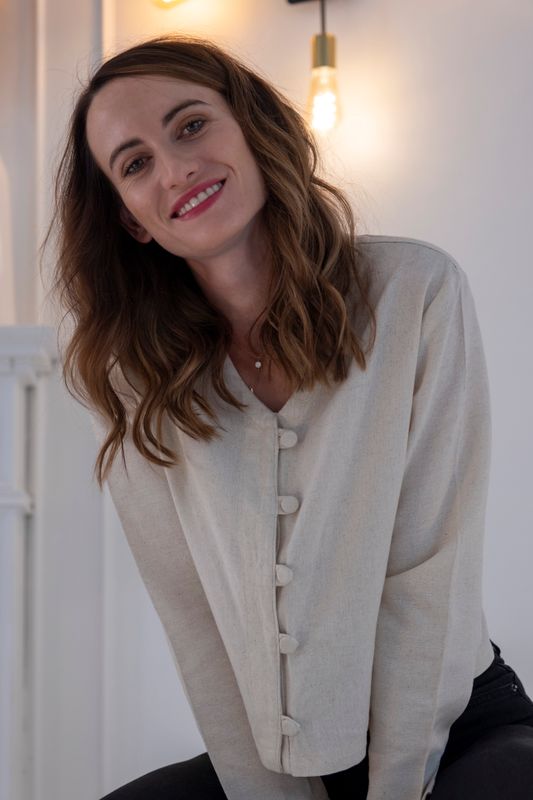 Linen Blend Button Blouse