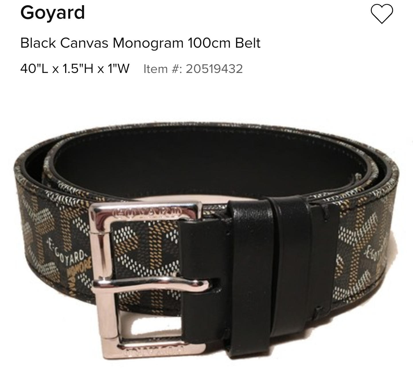 Goyard Canvas Monogram Belt