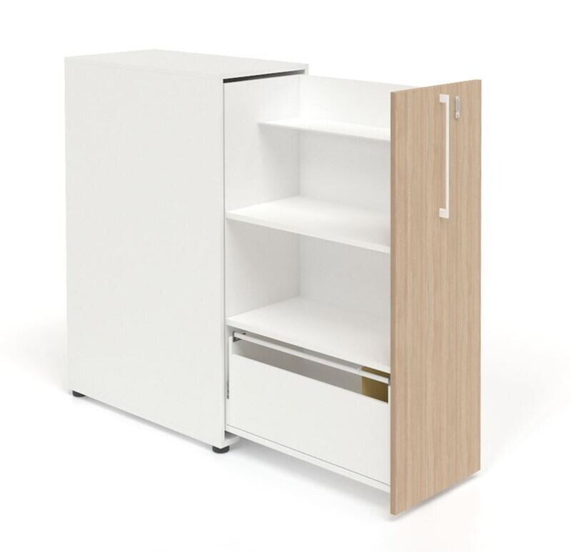 BOXI - Apothekerschrank mit 2 Einlegeböden, 1 Metaleinlegeboden, 1 Aktenschublade (1200)