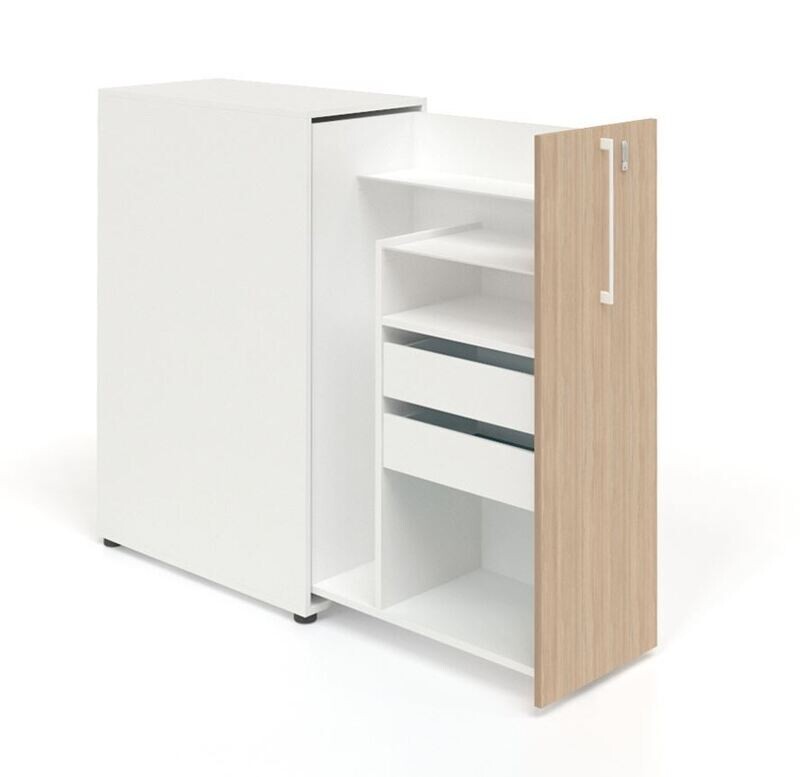 BOXI - Apothekerschrank mit 1 Einlegeboden, 2 Metalleinlegeböden und 2 kleinen Schubladen (1200)