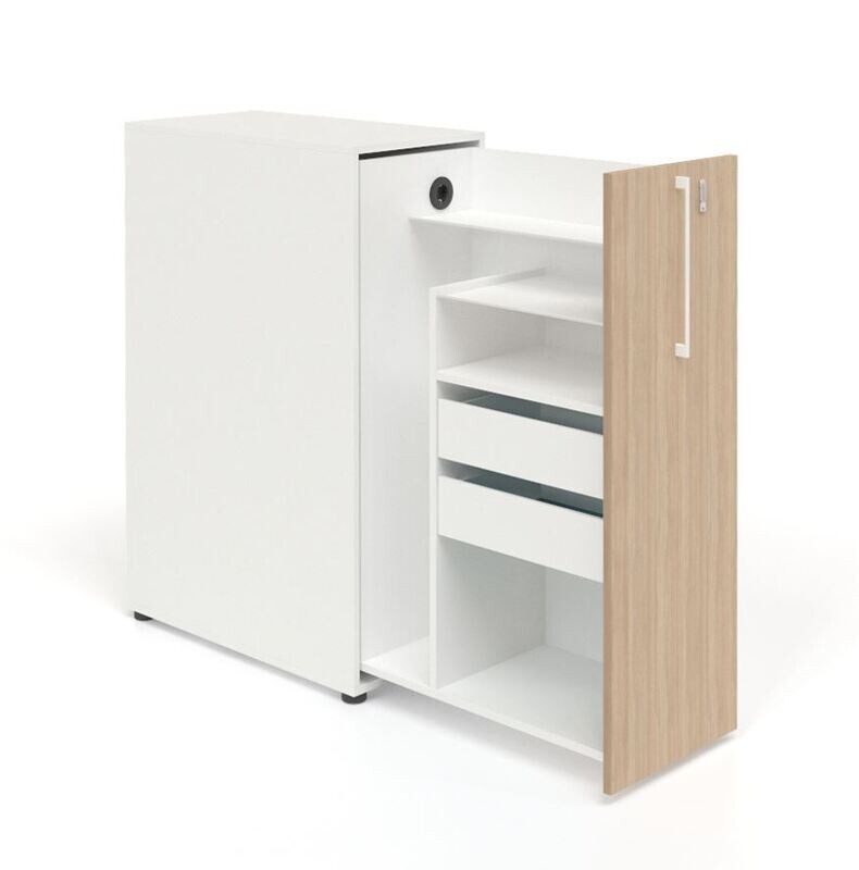BOXI - Apothekerschrank mit Steckdose, Einlegeböden und 2 kleinen Schubladen (1200)