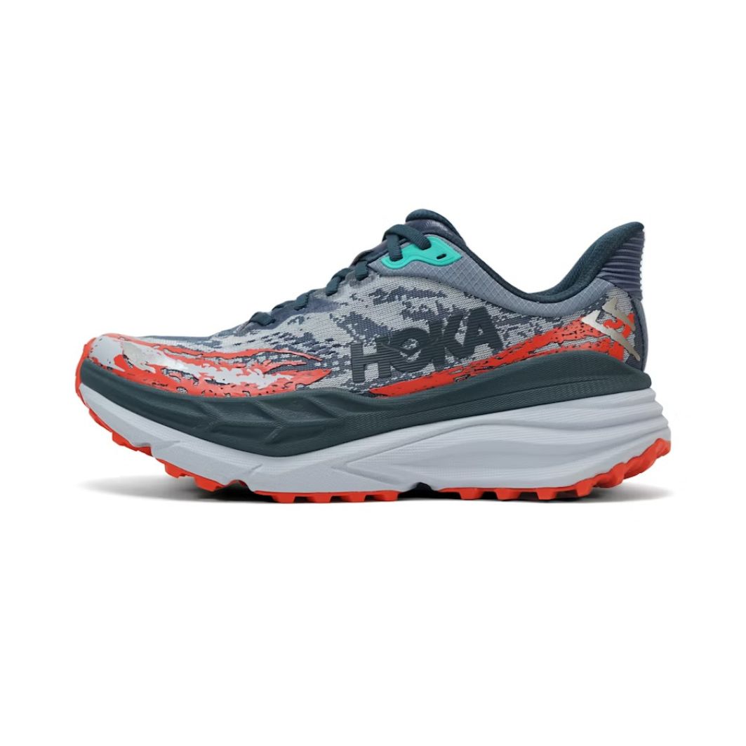 Hoka Stinson 7 Grey/Red Trail Shoes