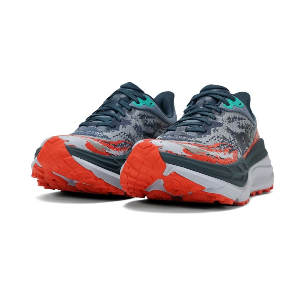 Hoka Stinson 7 Grey/Red Trail Shoes