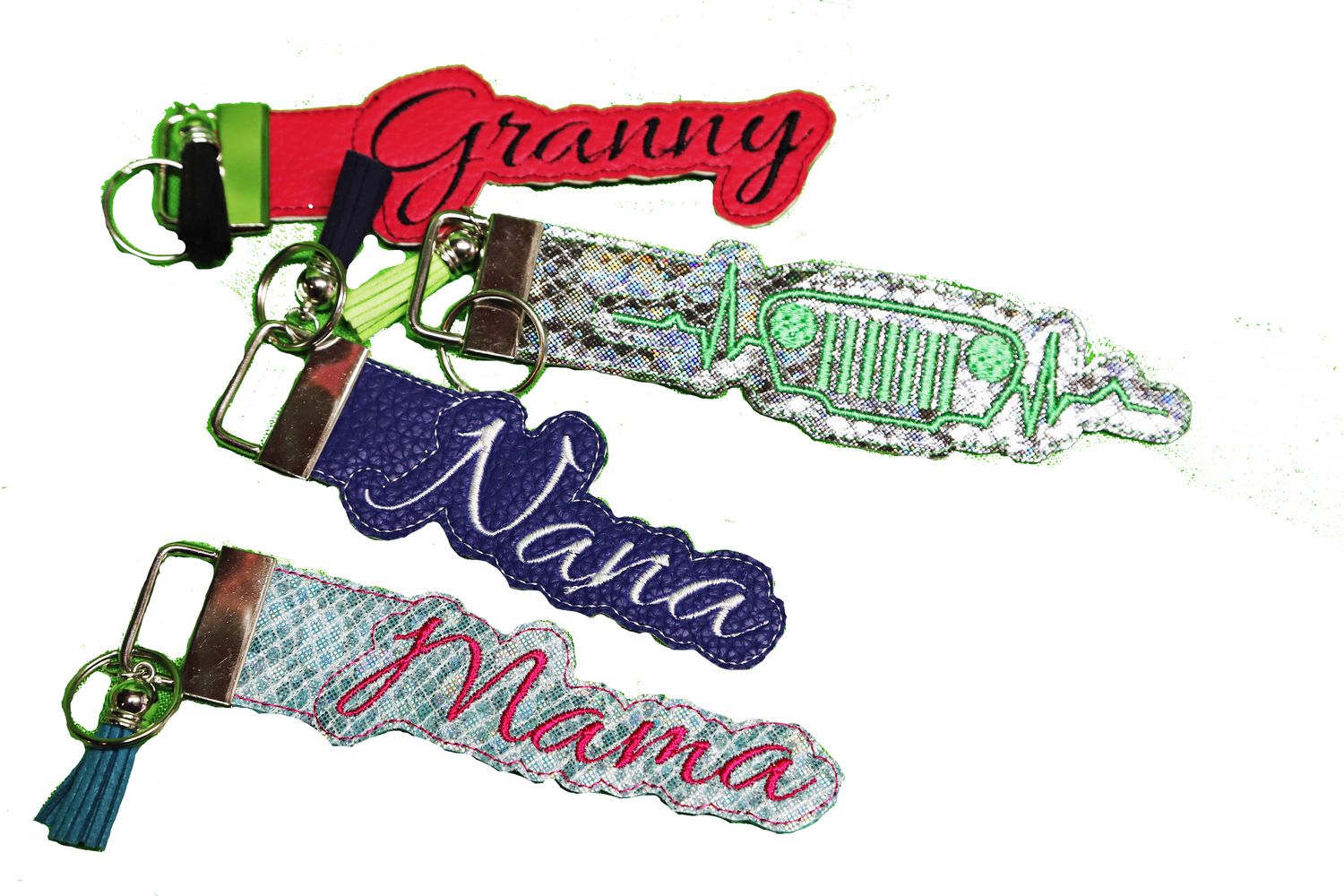 PU Leather Faux Leather Embroidered Key Fob KEY CHAIN