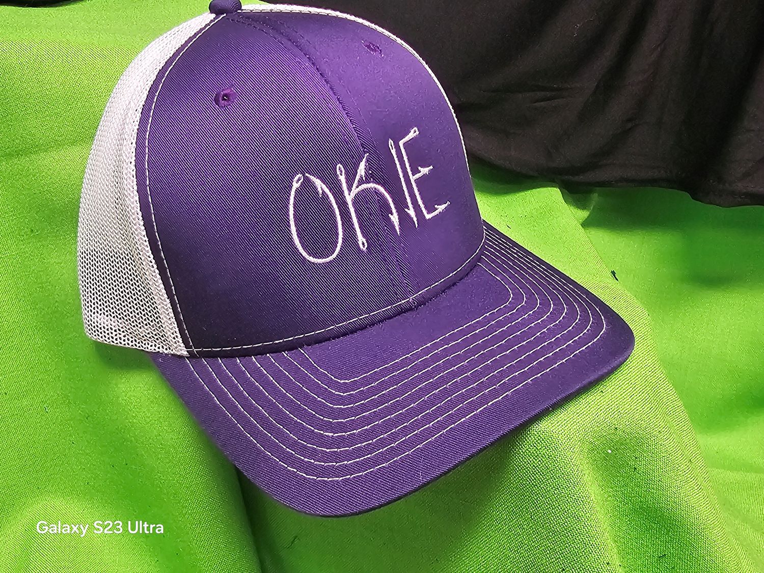 Embroidered Structured Hats with OKIE in 2 different fonts