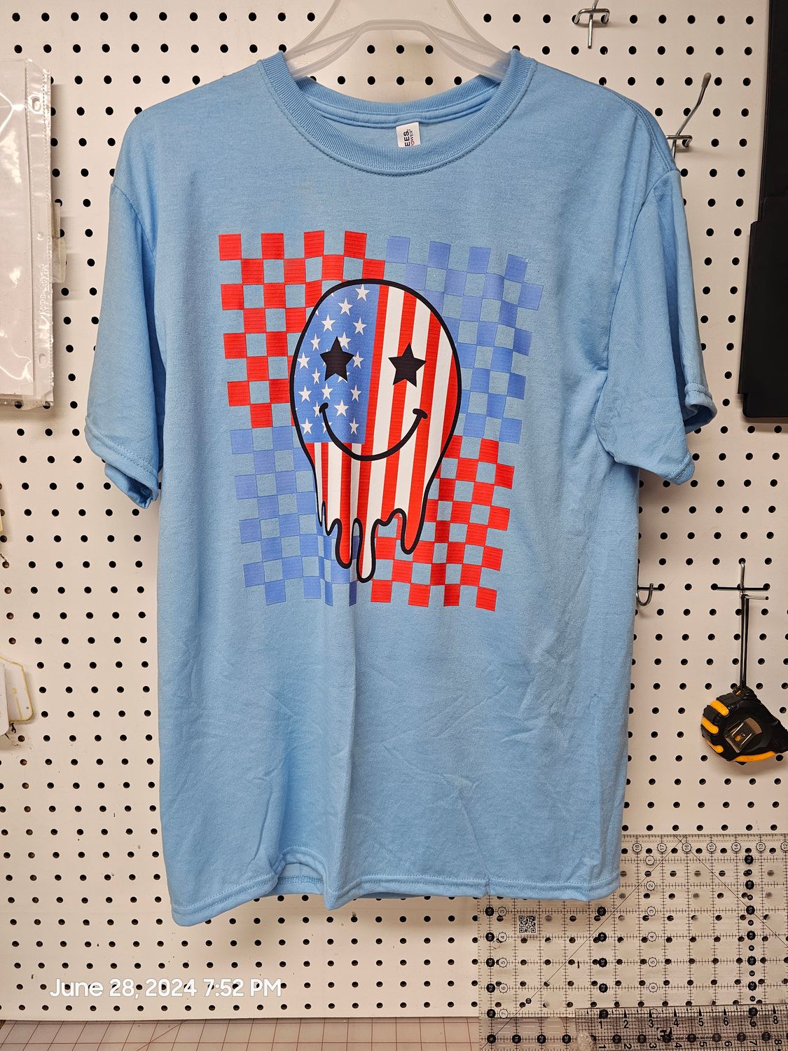 RED, WHITE BLUE SMILEY EMOJI graphic t-shirt ADULT AND YOUTH